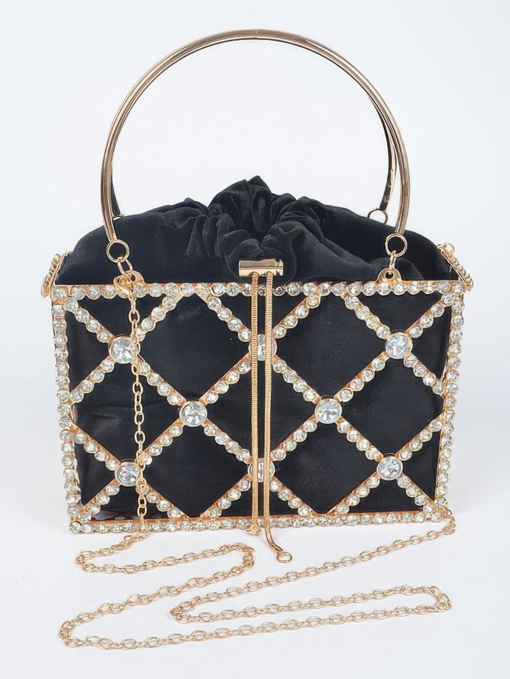 Rhinestone Metal Frame Clutch